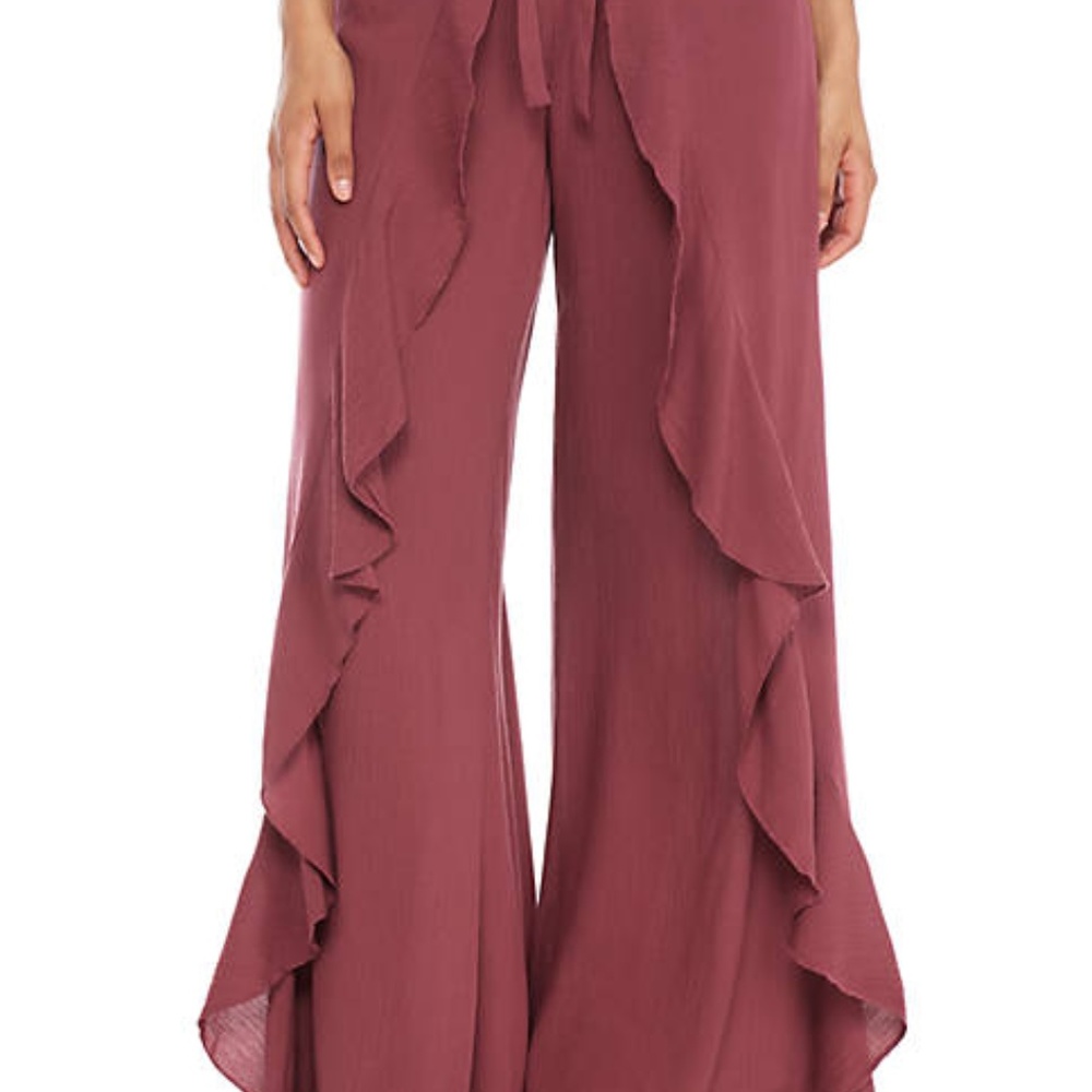 Vanilla Star Split Leg Pants Burgundy NWT